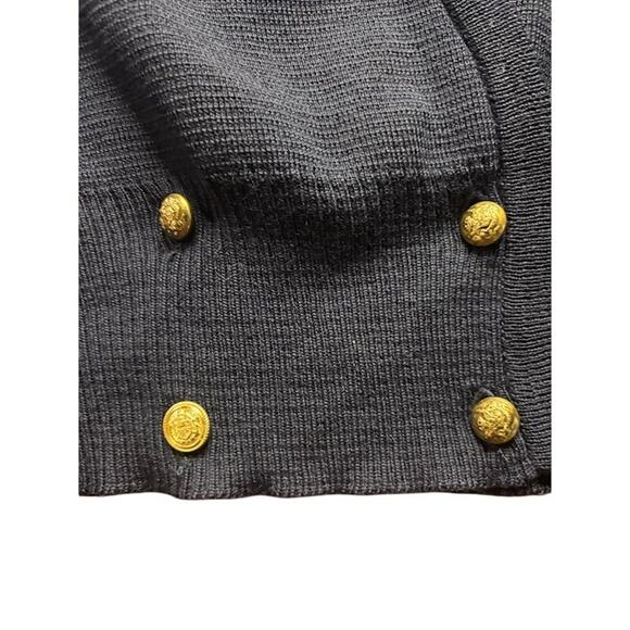 Vintage Jaeger Cardigan Sweater Navy Blue Wool Gold Buttons London Women Small - Picture 5 of 8